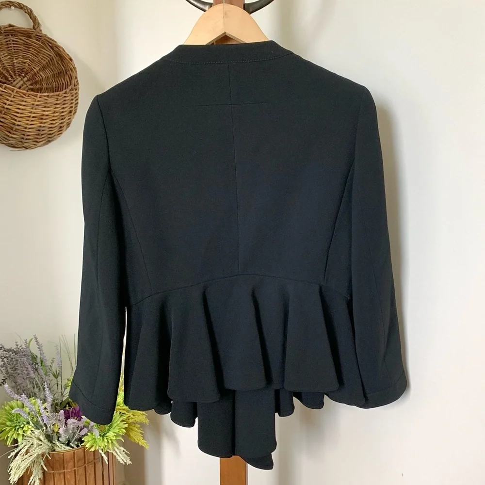 Rare GIVENCHY Black Peplum Jacket Silver Zippered Blazer Italy IT 44 / US MED